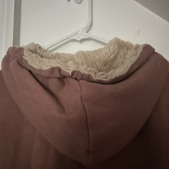 Aerie Mauve Hoodie with Fur lined hood - Picture 6 of 7